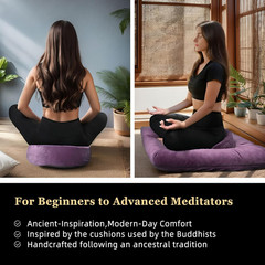 Adjustable Meditation Cushion Set – Zafu & Zabuton with Velvet Cover (Purple)