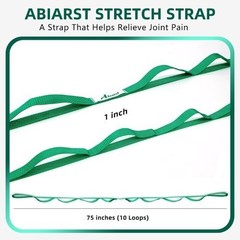 Stretching Strap Yoga Straps for Physical Therapy, 10 Loops Non-Elastic Green