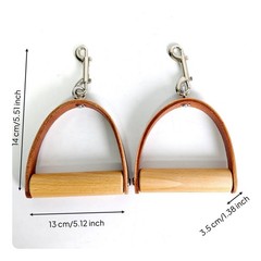 2 Pieces Leather Wood Handles Long-Lasting Pilates Reformer Handles Sturdy Duty
