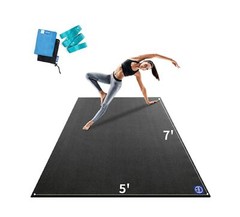 Premium Large Yoga Mat 7’x5’x9mm, Extra Thick Comfortable Barefoot Exercise M…