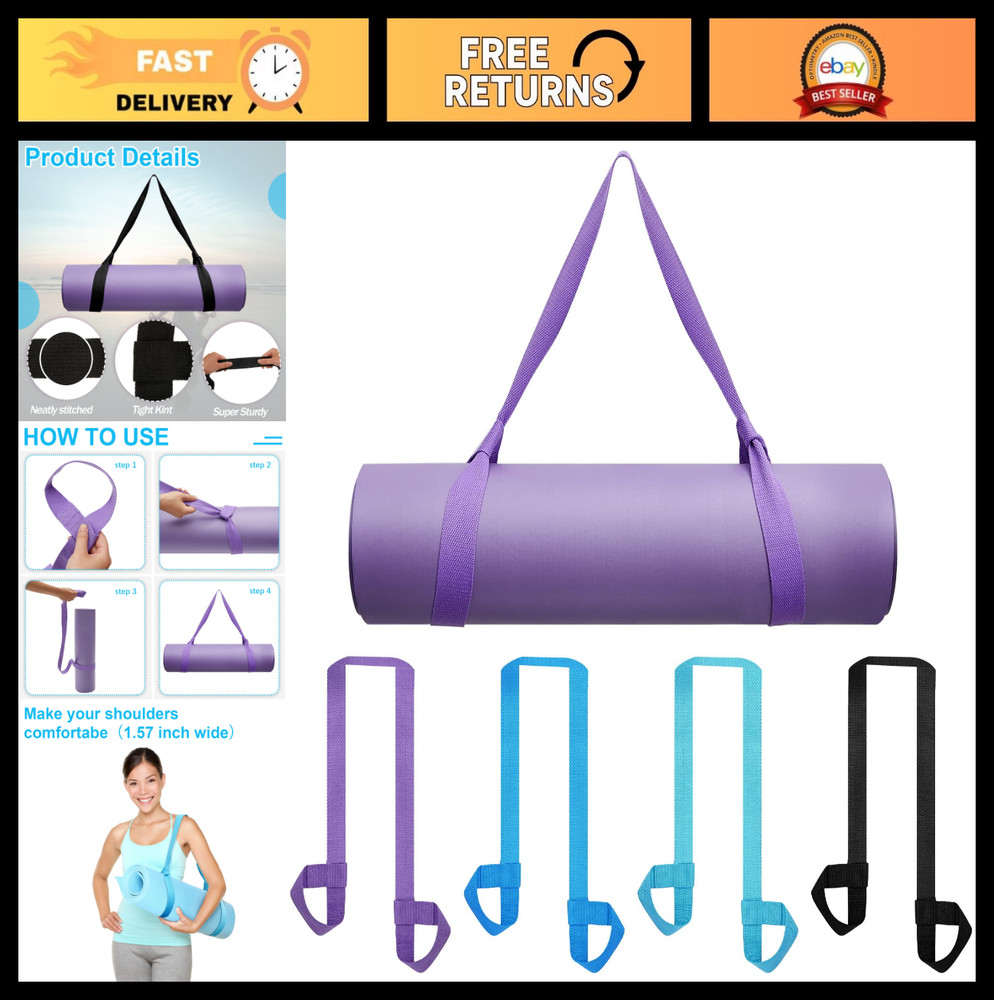 Adjustable Yoga Mat Straps – 4 Pcs Thick Carrier Sling for Easy Transport & Stor