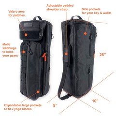 Fitdom Tactical Inspired Yoga Bag for Adult Men. 10″L x 8″W x 25″H, Black