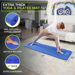 ProsourceFit Extra Thick 1/2in Yoga & Pilates Mat With Strap