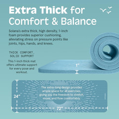 Solana Yoga Mat 1″ Thick W/Nylon Strap for Men & Women – Non Slip Exercise Mat f