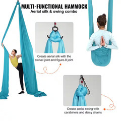 Aerial Silk and Yoga Swing, 11 Yards Long, 100Gsm Nylon Fabric Kit, Full Rigging