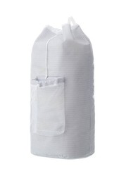 Shoulder Strap Zipper Yoga Carry Bag or Laundry Bag – gray & white stripe pocket