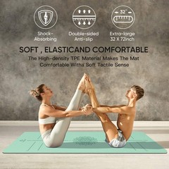 Yoga Mat Non Slip TPE Thick with 0.24*32*72 Inches, Green Black