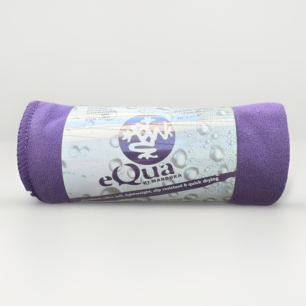 Manduka eQua Yoga Hand Towel Purple Microfiber 16×26.5″ Sweat Activated New