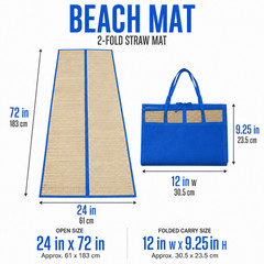 Set of 2 Natural Straw Beach Mats 24″ x 72″ – Multi-Purpose, Yoga Camping Picnic