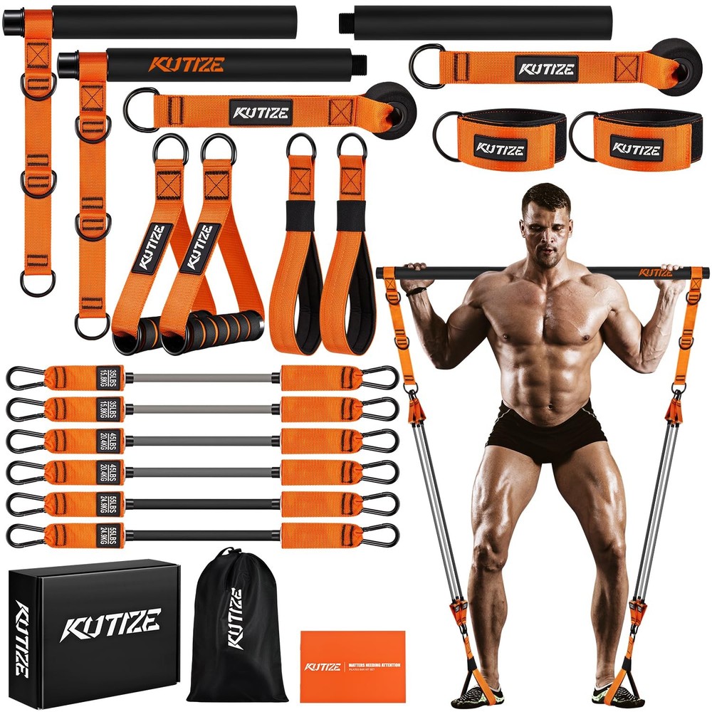 KUTIZE Pilates Bar Kit with Resistance Bands, 1-Orange
