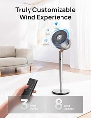 DREO Fan for Bedroom, 120°+120°Omni-directional Oscillating Fan, 90ft, Silver