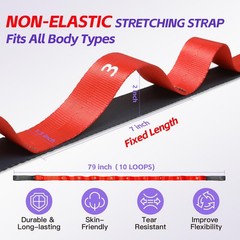Non Elastic Stretching Strap with Loops – Yoga Straps for Physical Therapy, D…