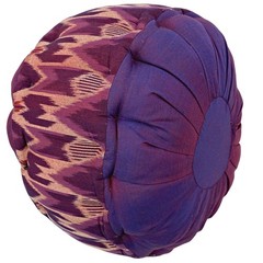 Yoga Meditation Zafu Throw Pillow Cushion Hand loomed Ikat Berry kapok fill