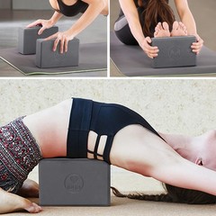 IUGA Yoga Block 2 Pack with Strap, High Density Blocks Gray
