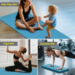 Foldable Extra Large Yoga Mat 74″×31.5″, 8mm Double-Sided Non Slip Lightweigh…