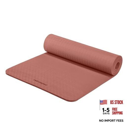 Zuma Yoga Mat | 1/2 Inch Thick Non Slip Workout Mat | TPE Exercise Mat Rose