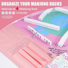 FUYIHGL® Mahjong Rack with Pushers Storage Bag – Roll & Go Pink Canvas Slee