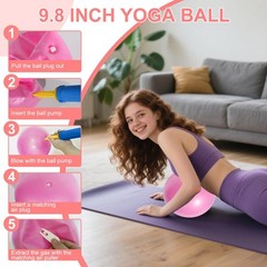 LENGAMPLAY Pilates Ring Set with Resistance Bands– Anti-Slip Magic Pink
