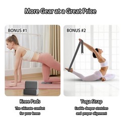 2 Yoga Blocks Supportive Accessories including 2 Knee Pads, 2 With Strap To P…
