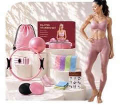 Pilates Training Set Pilates Ring Kit w/ Ball, Gliders, Bands, Tube Bands Pink