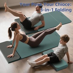 Foldable Yoga Mat, 10mm Thick, TPE Material, Extra Long 75″L x 26″W, Soft and…