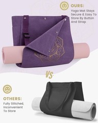 Yoga Mat Bag Tote with Pockets Canvas Gym Bag for Women Men Large