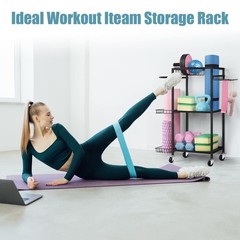 LIANTRAL Yoga Mat Storage Rack – Metal Gym Organizer for Yoga Mats, Foam Roll…