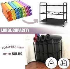 Yoga Mat Storage Rack with Wheels – 80×50×70 cm Multi-Purpose Organizer