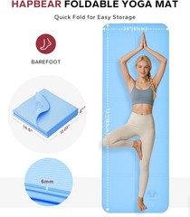 HAPBEAR Foldable Non-Slip TPE Yoga Mat, 72x24in, Eco-Friendly, For Travel