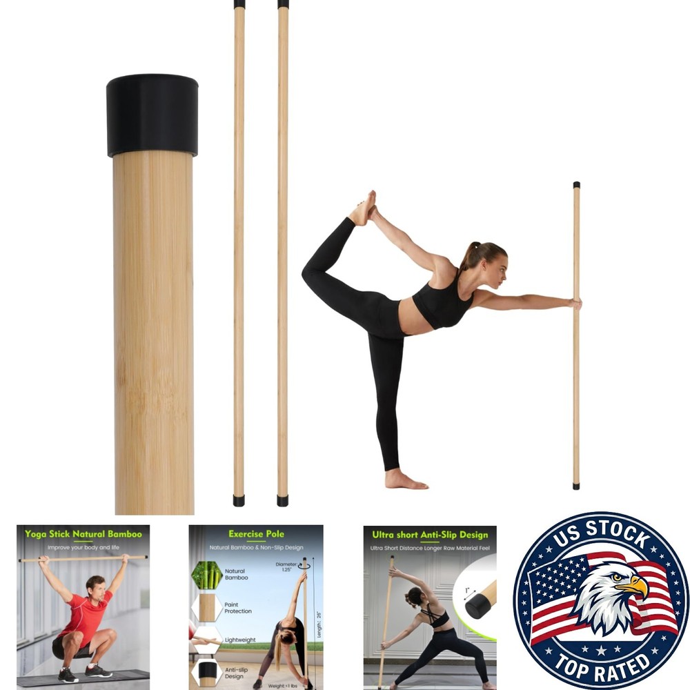 5ft Yoga Stick Set – Natural Bamboo Stretch Bar for Mobility & Posture