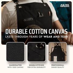 Chef and BBQ Apron with Bottle Opener and Hand Towel – 10oz Cotton Black