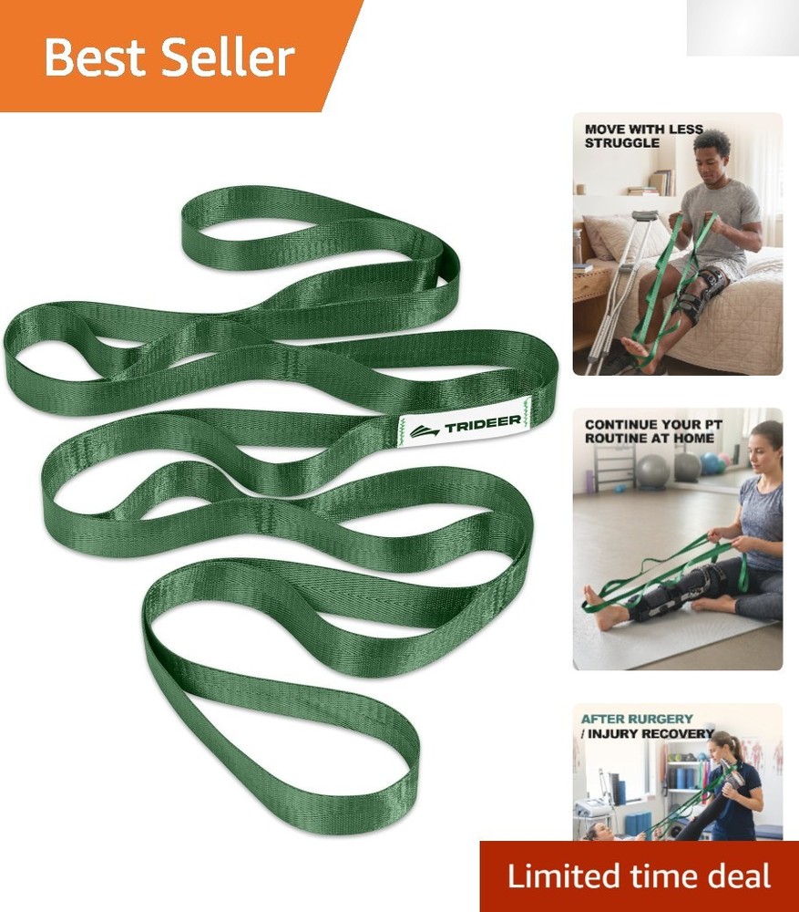 Hunter Green Non-Elastic Stretching Strap – Ideal for Post-Surgery Rehab & Yoga