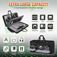 DJ Controller Case for DDJ-FLX10/ 1000/ REV7/ FLX6, Padded Large Capacity DJ Con