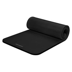 Solana 1″ Thick Yoga Mat w/Nylon Strap – Non-Slip – Black