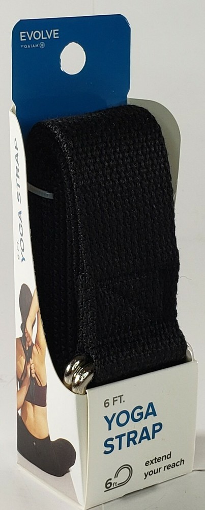 EVOLVE By GAIAM Black 6ft Yoga Strap 100% Polyester Brand New