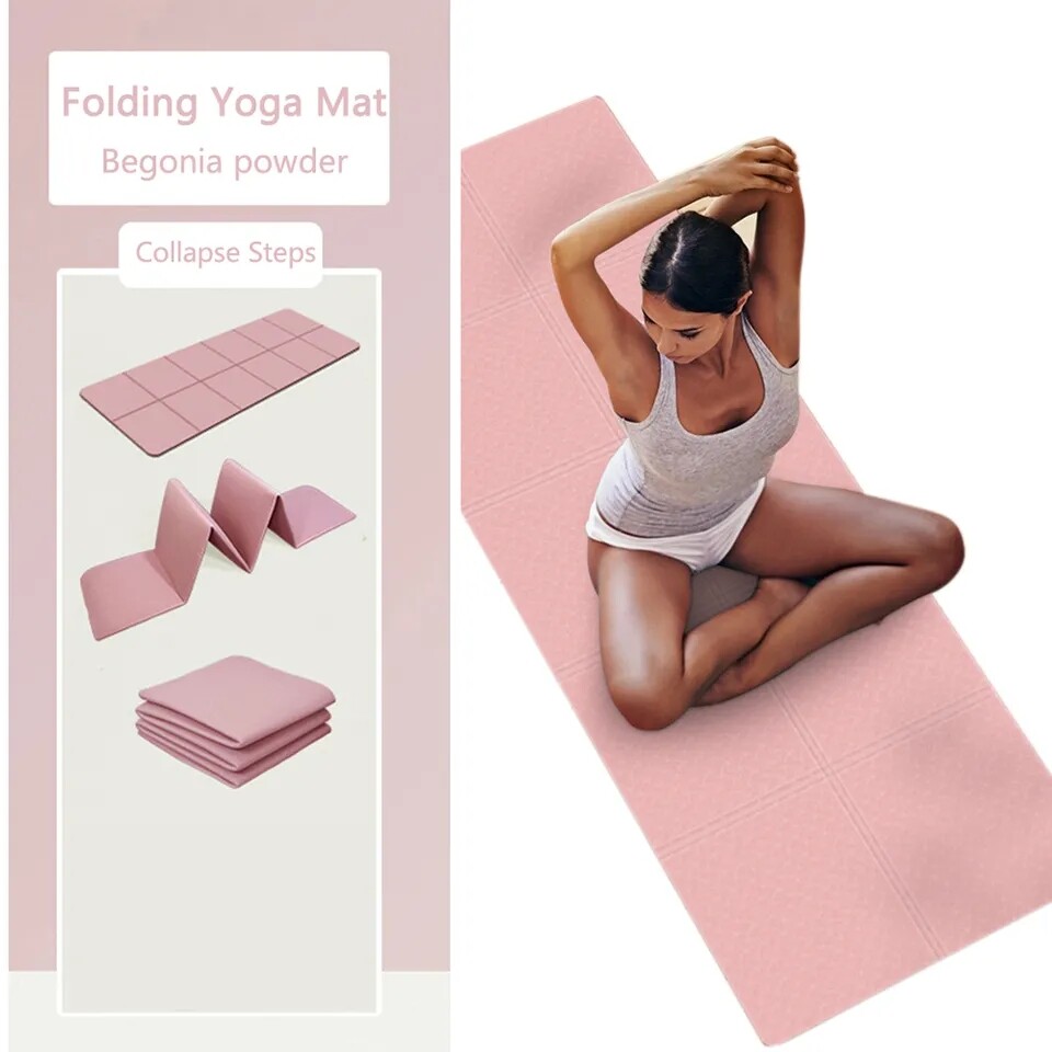 FOLDABLE YOGA MAT ECO FRIENDLY TPE FOLDING TRAVEL FITNESS EXERCISE GYM MAT