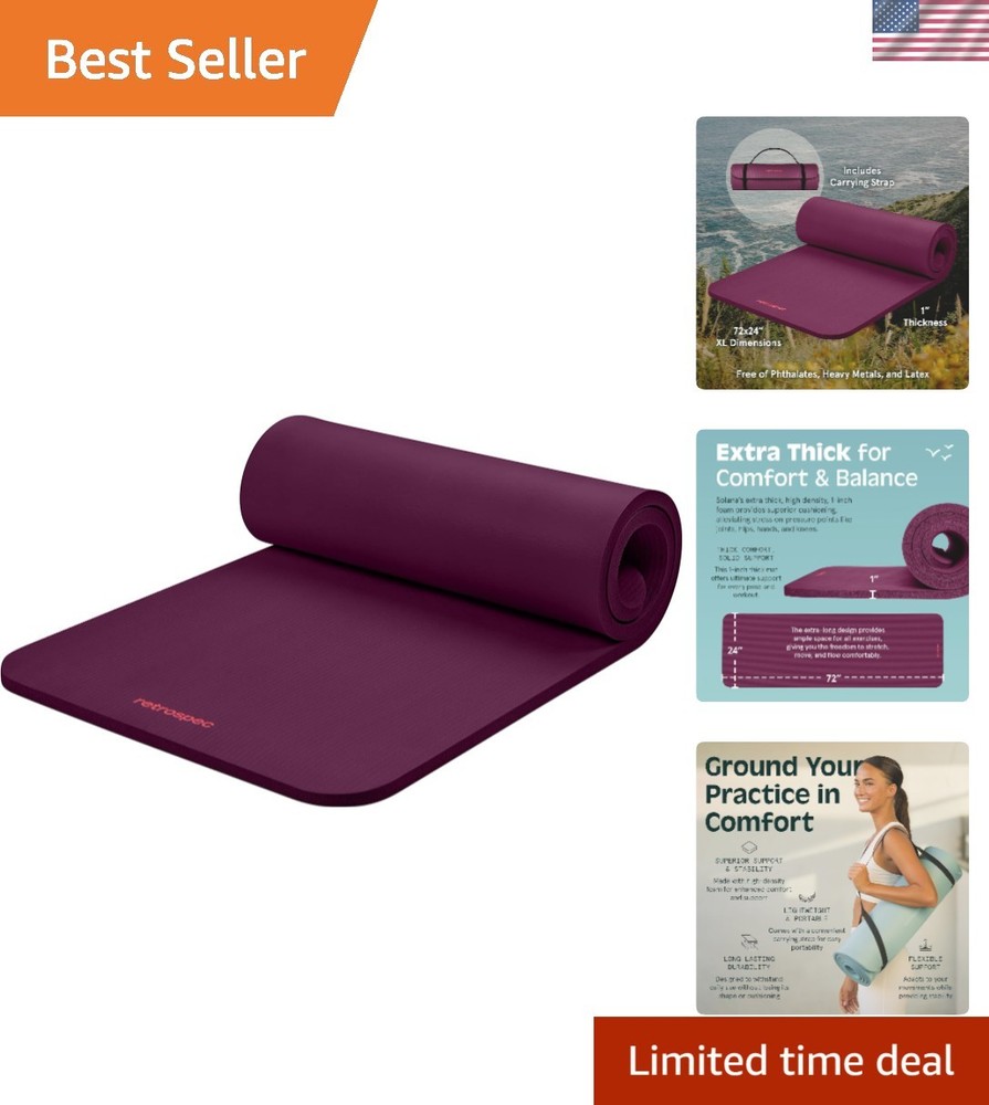 Extra Thick Solana Yoga Mat with Nylon Strap – Perfect for Home Workouts & Yoga