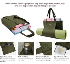 Yoga Mat Bag for , Canvas Yoga Tote with Mat Carrier Pocket, Wet/Dry Pocket, …