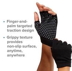NWT Gaiam Evolve Grippy Yoga Gloves Black OS Fingerless Comfort Fit Exercise