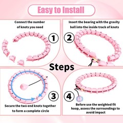 65 Inch Adjustable Fitness Waist Hoop – 32 Detachable Links, Quiet Non-Drop F…