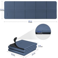 Readaeer Foldable Yoga Mat for Travel Folding 72″ L x 24″ W x 0.24″ H, Blue