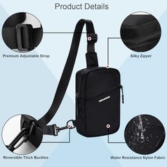Small Sling Bag for Women Men Chest Bag Water Resistance Mini 06-black