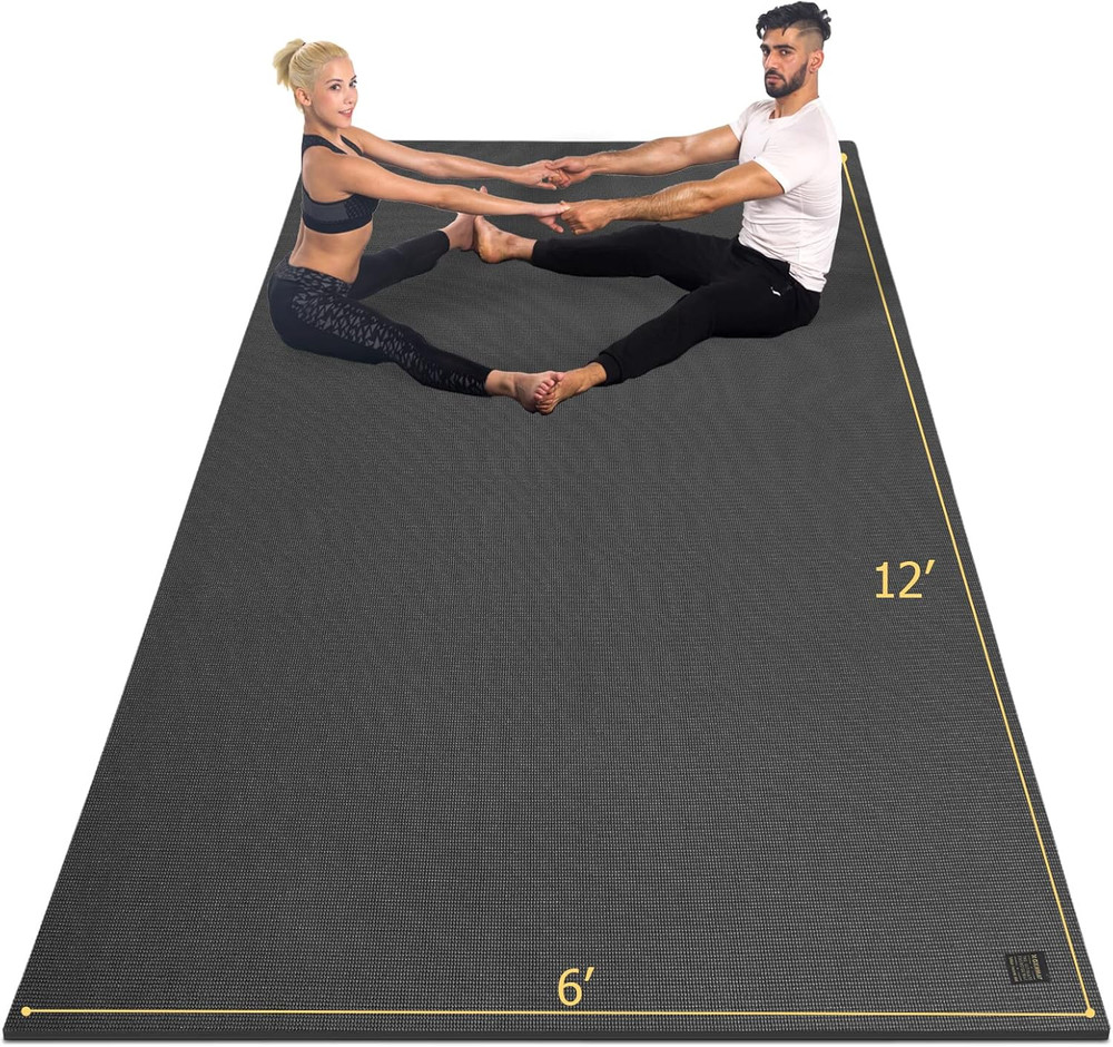 Large Yoga Mat 12’X6’/10’X6’/6’X8′(7Mm), Extra Thick Workout Mats for Home Gym F