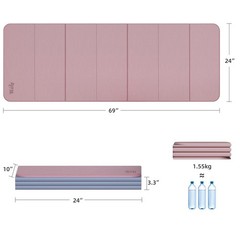 1/2 Inch 70″x24″ Foldable TPE Yoga Mat, Thick Non Slip Pilates Mat