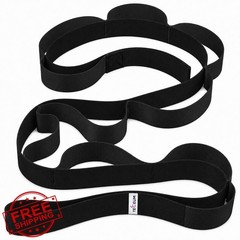 TECEUM Black Stretching Strap 10 Loops Yoga Band