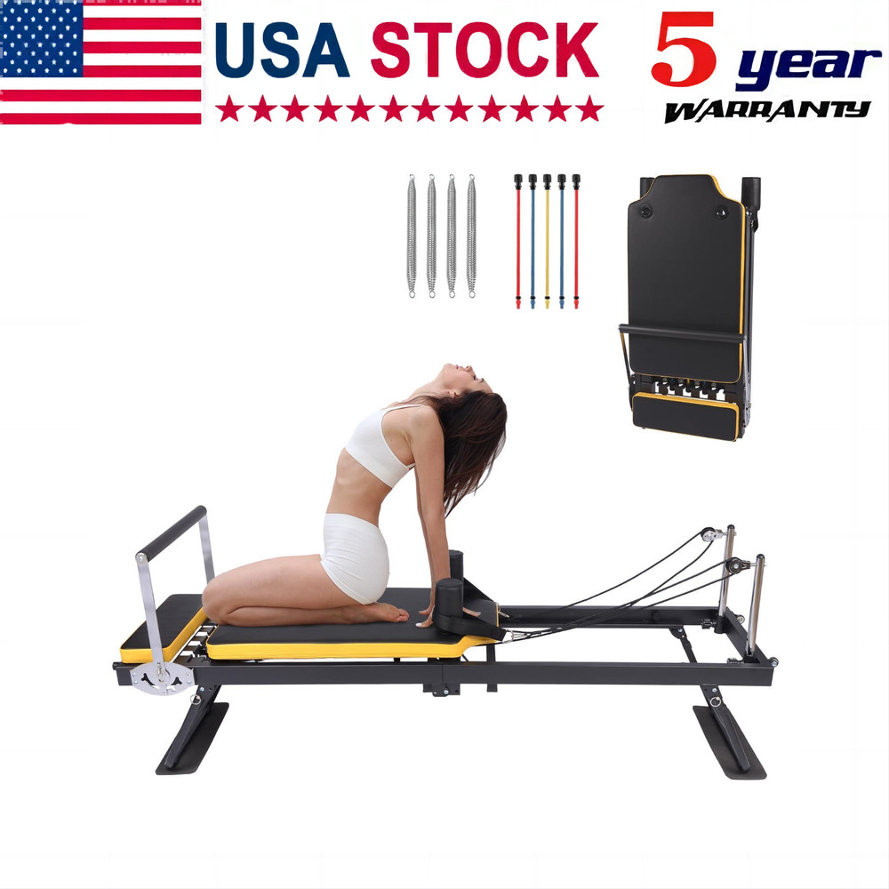 Foldable Pilates Reformer Machine for Home Gym,Pilates Equipment w/ Jump Board