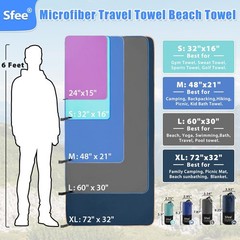Sfee 2 Pack Microfiber Travel Towel, Quick Dry Towel Camping Towel Large Beac…