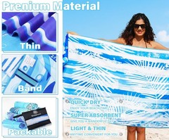 2 Pack Lightweight Thin Microfiber Beach Towel Sand Free Quick Dry Absorbent …