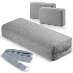 4 Pcs Yoga Bolster Pillows Blocks with Strap Set Comfortable Meditation Pillo…