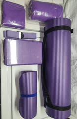 BalanceFrom 6-Piece Yoga Set Purple Mat,Block,Stretching Strap,Towels,Kneepad